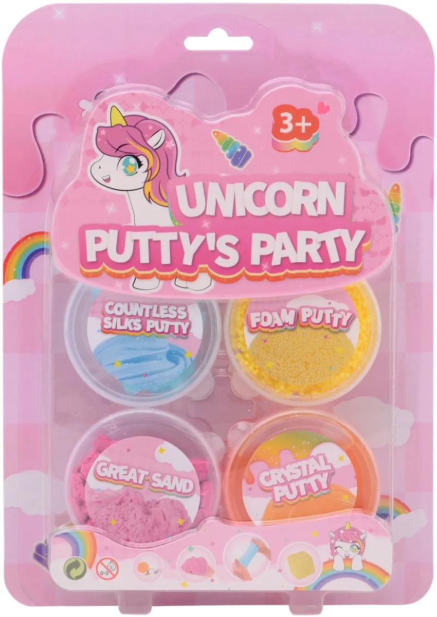 Johntoy Unicorn Putty Party Kaarten - 4 Stuks