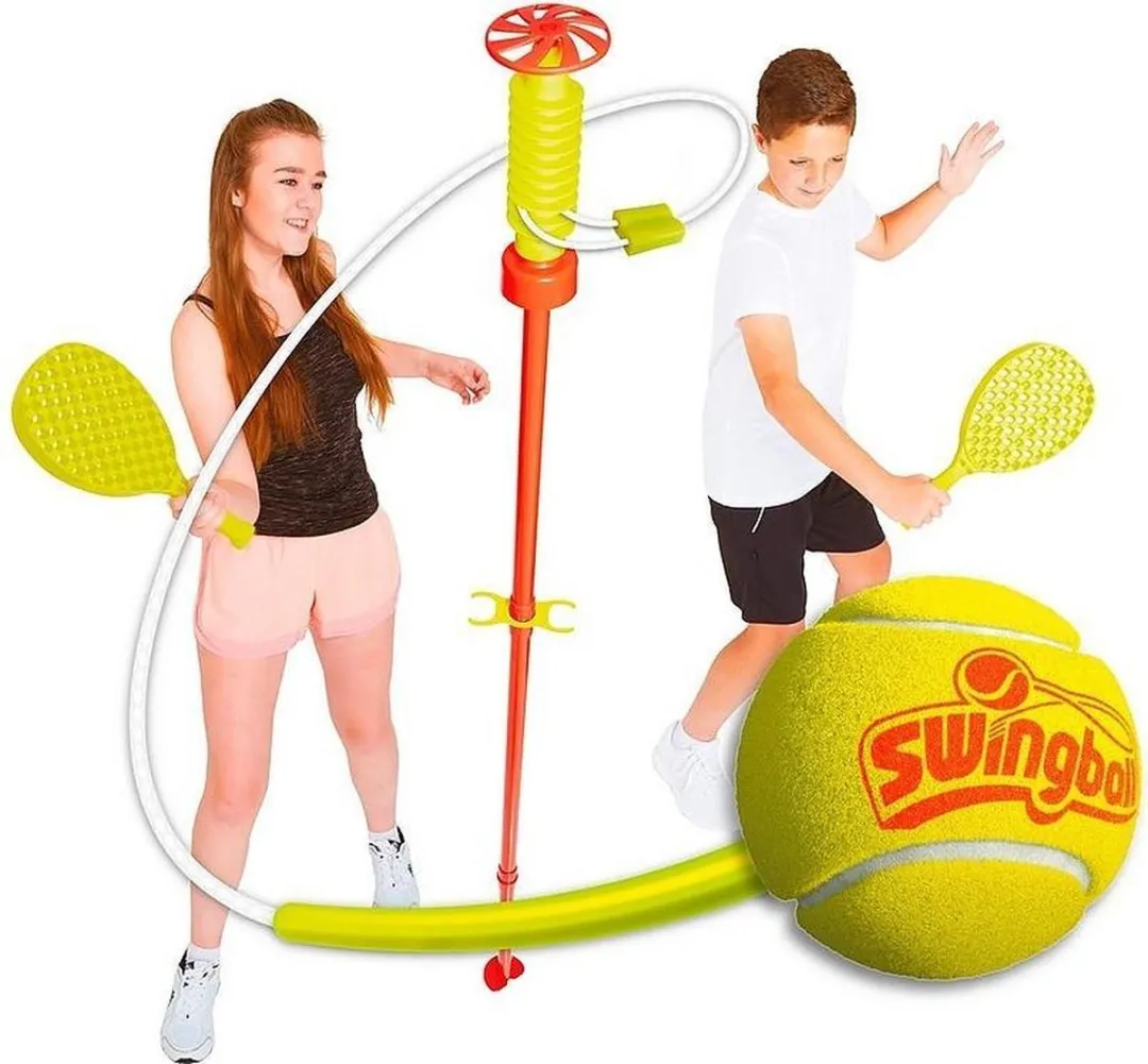Swingball Classic - Tennispaal met All Surface Basis - Met Rackethouder & Grondspies - Rood/Geel