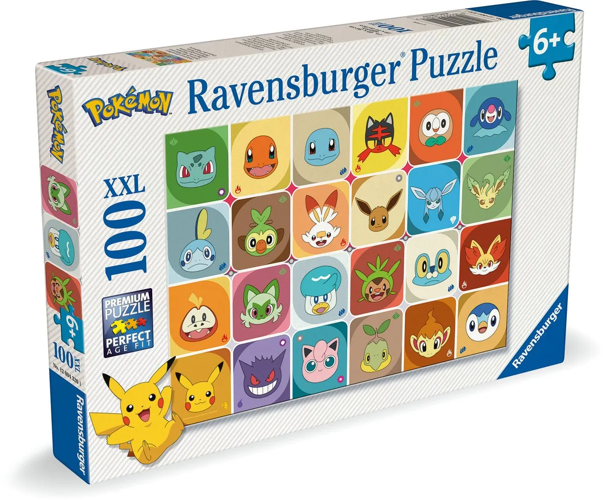Ravensburger Pokémon Gezichten Kinderpuzzel 100 XXL Stukjes - Meerkleurig
