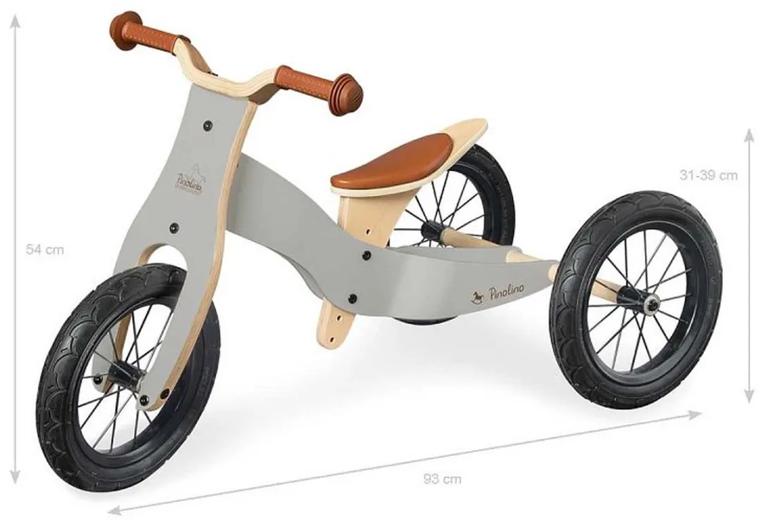 Pinolino Oskar Houten Loopfiets Balance - 3 Wielen Grijs