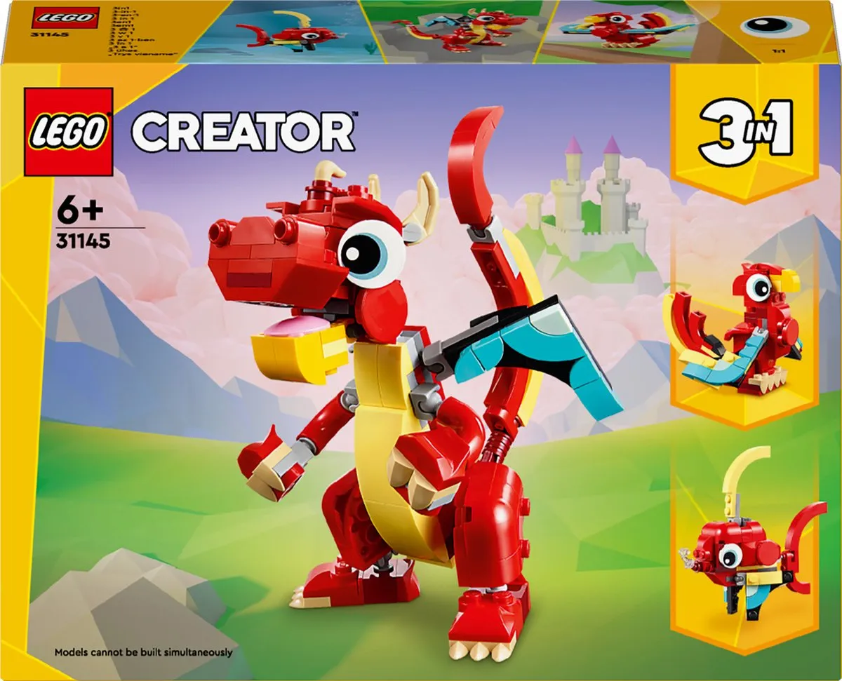 LEGO Creator 3in1 Rode Draak 31145 - 149 Stenen