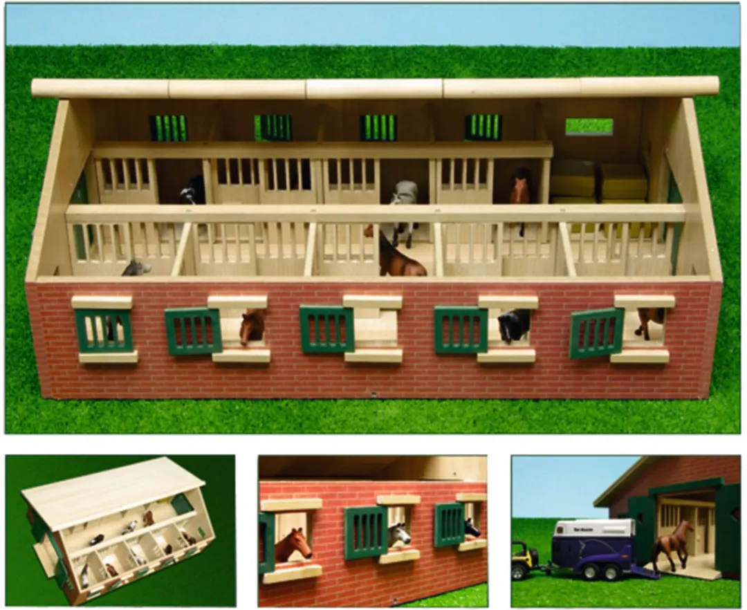 Kids Globe Paardenstal 1:32 - 9 Boxen - Rood