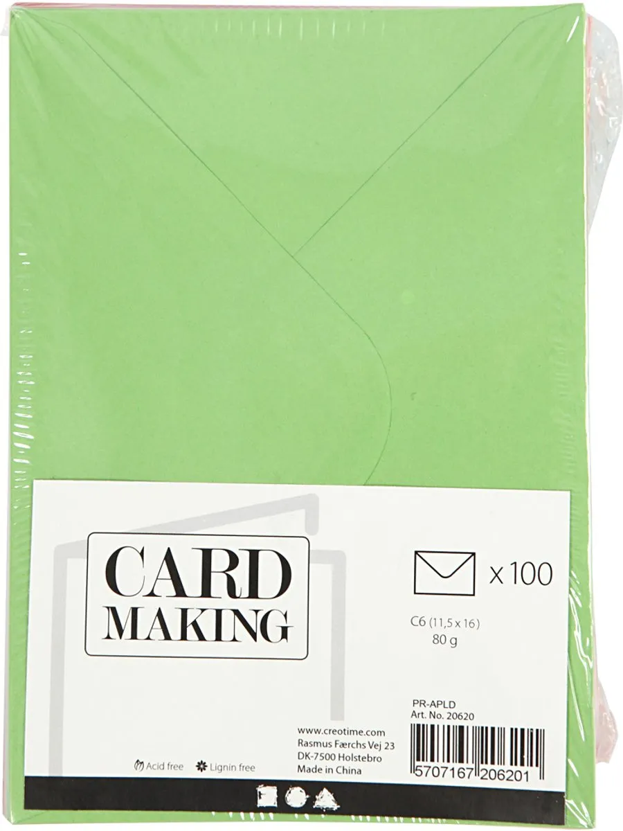 Creativ Company Gekleurde Enveloppen C6 - 100 Stuks - Multicolor