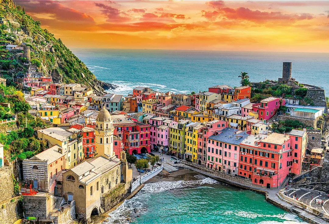 Trefl Puzzel Romantische Zonsondergang Vernazza 1500 Stuks - Multikleur