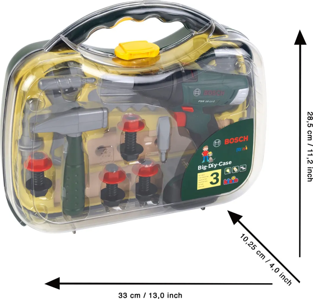 Klein Toys Bosch Mini Speelgoed Werkkoffer - Accuschroevendraaier - Groen/Geel