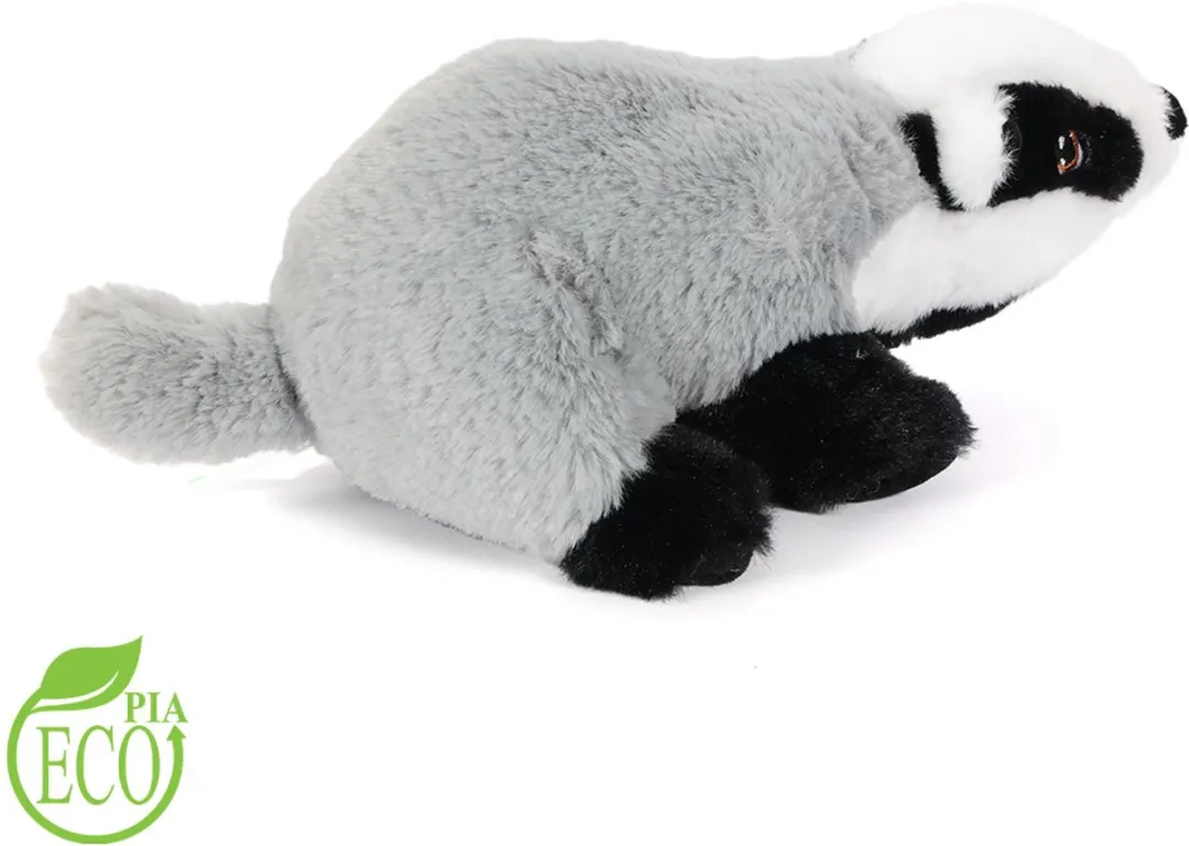 PIA Soft Toys Eco Knuffel Das 25cm - Grijs/Wit/Zwart