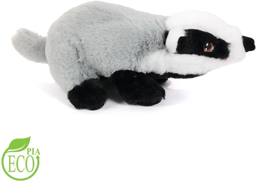 PIA Soft Toys Eco Knuffel Das 25cm - Grijs/Wit/Zwart