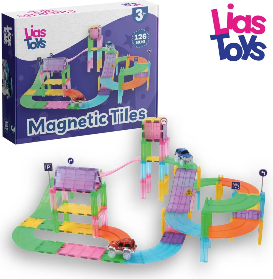 LiasToys Magnetic Tiles Racebaan 126 Stuks