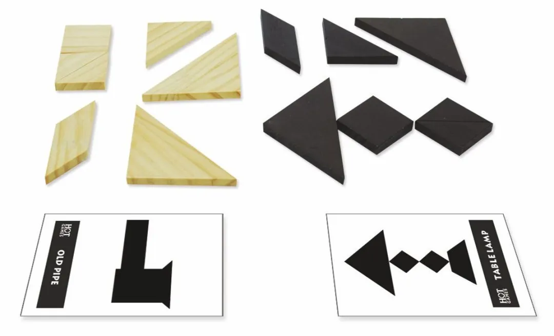 HOT Games Tangram Houten Puzzelset 60 Stuks - Multicolor