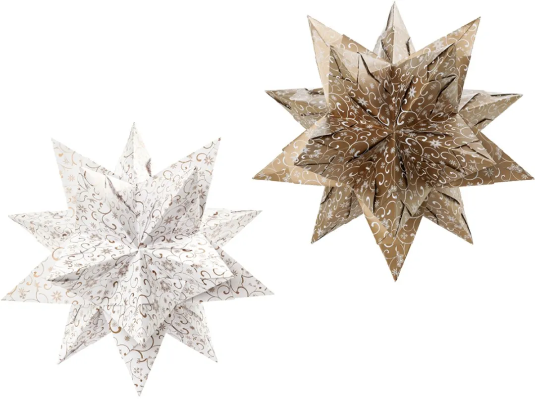 Folia Vouwbladen Bascetta-ster Ornament 1 - 32 Stuks - 15x15cm - Wit/Koper