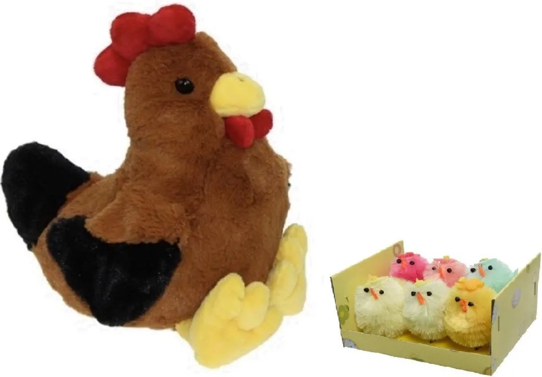Decoris Pluche Bruine Kippen Knuffel