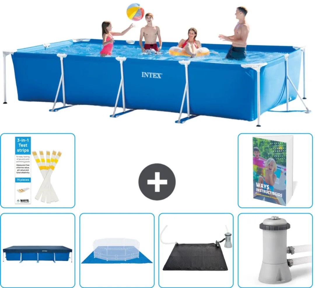 Intex Rechthoekig Frame Zwembad 450x220x84cm - Blauw - 7-delig