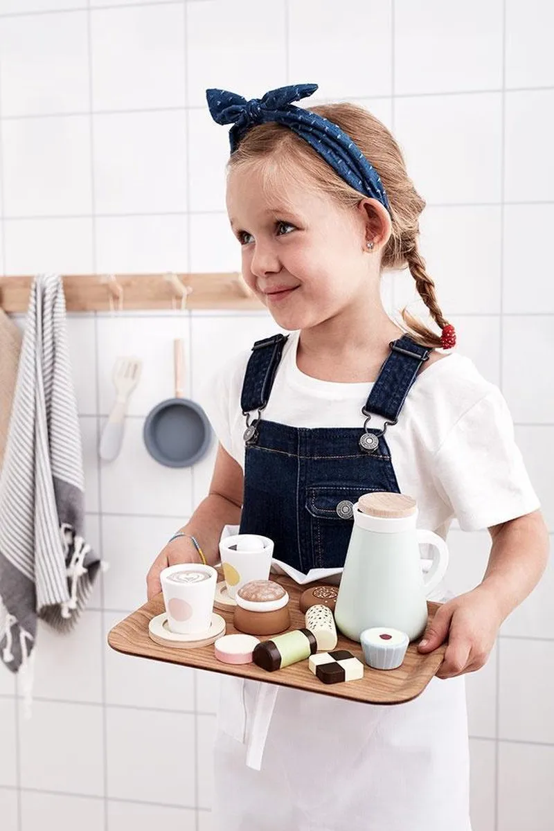 Kids Concept Fika Zweden Koffieservies - 4 Kopjes & Koffiepot - Pastel