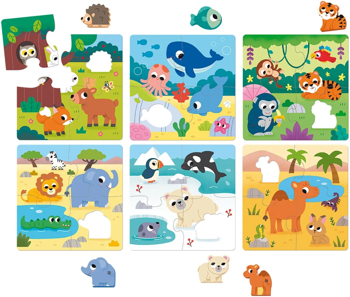 Jumbo Goula 6 Habitat Puzzle - 6 Stuks - Meerkleurig