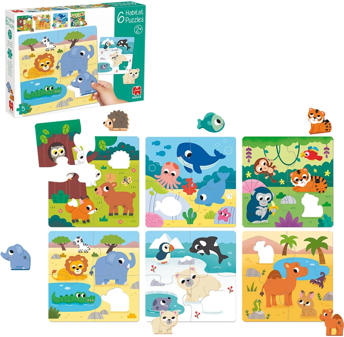 Jumbo Goula 6 Habitat Puzzle - 6 Stuks - Meerkleurig