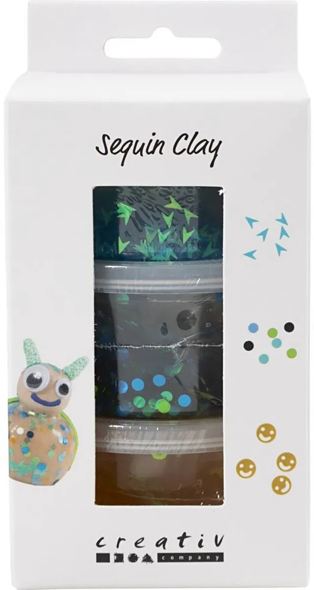 Creativ Company Sequin Clay Blauw/ Groen - 3x60g