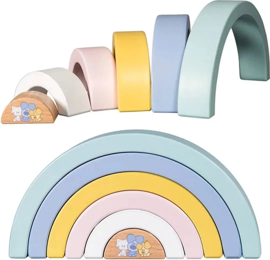 Rubo Toys Woezel en Pip Regenboog Constructiespeelgoed 6-delig - Hout