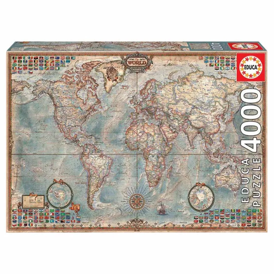 Educa Grote Wereldkaart 4000 Stuks - 136x96cm - Multicolor - afbeelding 6 van 6
