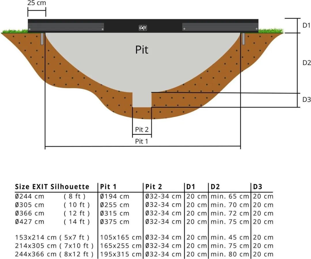 EXIT Silhouette Inground Trampoline 153x214cm - Zwart