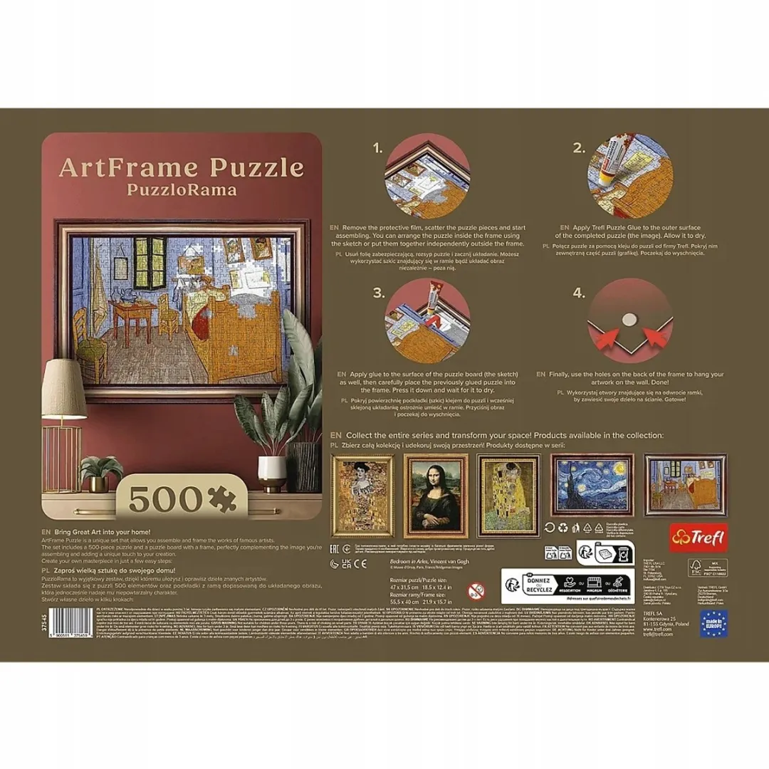 Trefl Puzzel Van Goghs Kamer in Arles 500 Stuks - Met Lijst
