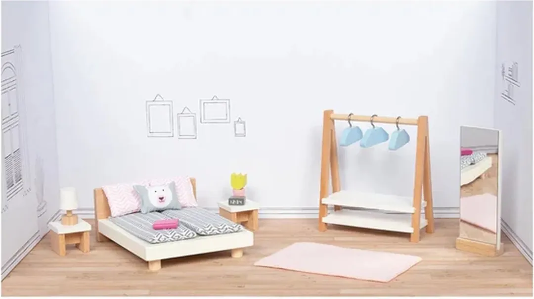 Goki Design Slaapkamer Poppenhuismeubeltjes 18-delig - Multicolor