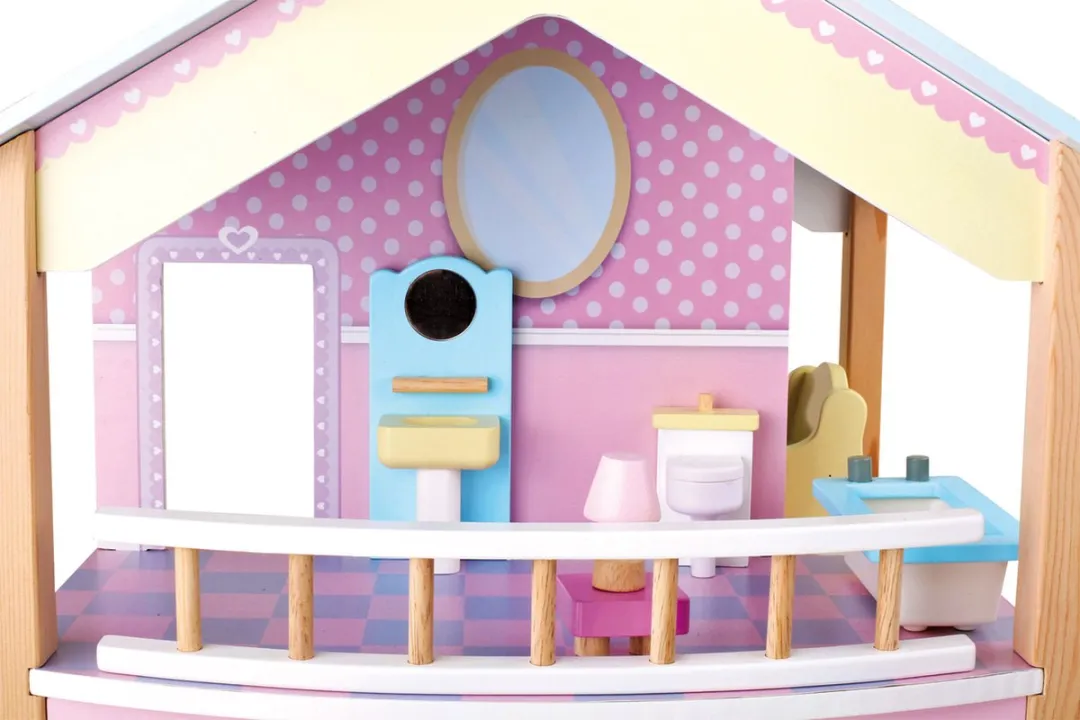 Small Foot Draaibaar Poppenhuis 2 Verdiepingen - 15 Meubels Wit - afbeelding 6 van 6