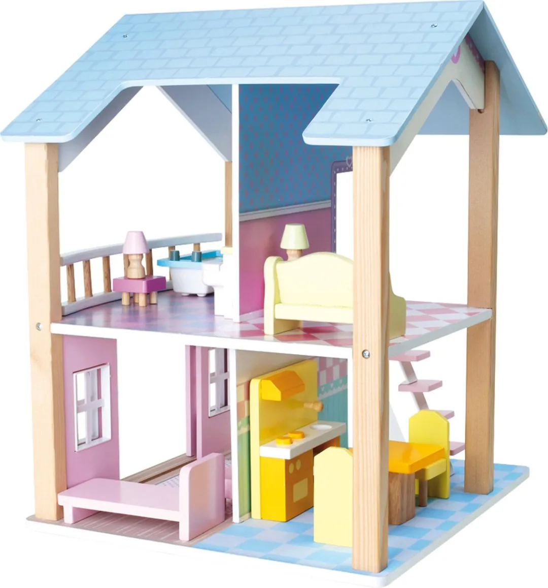 Small Foot Draaibaar Poppenhuis 2 Verdiepingen - 15 Meubels Wit