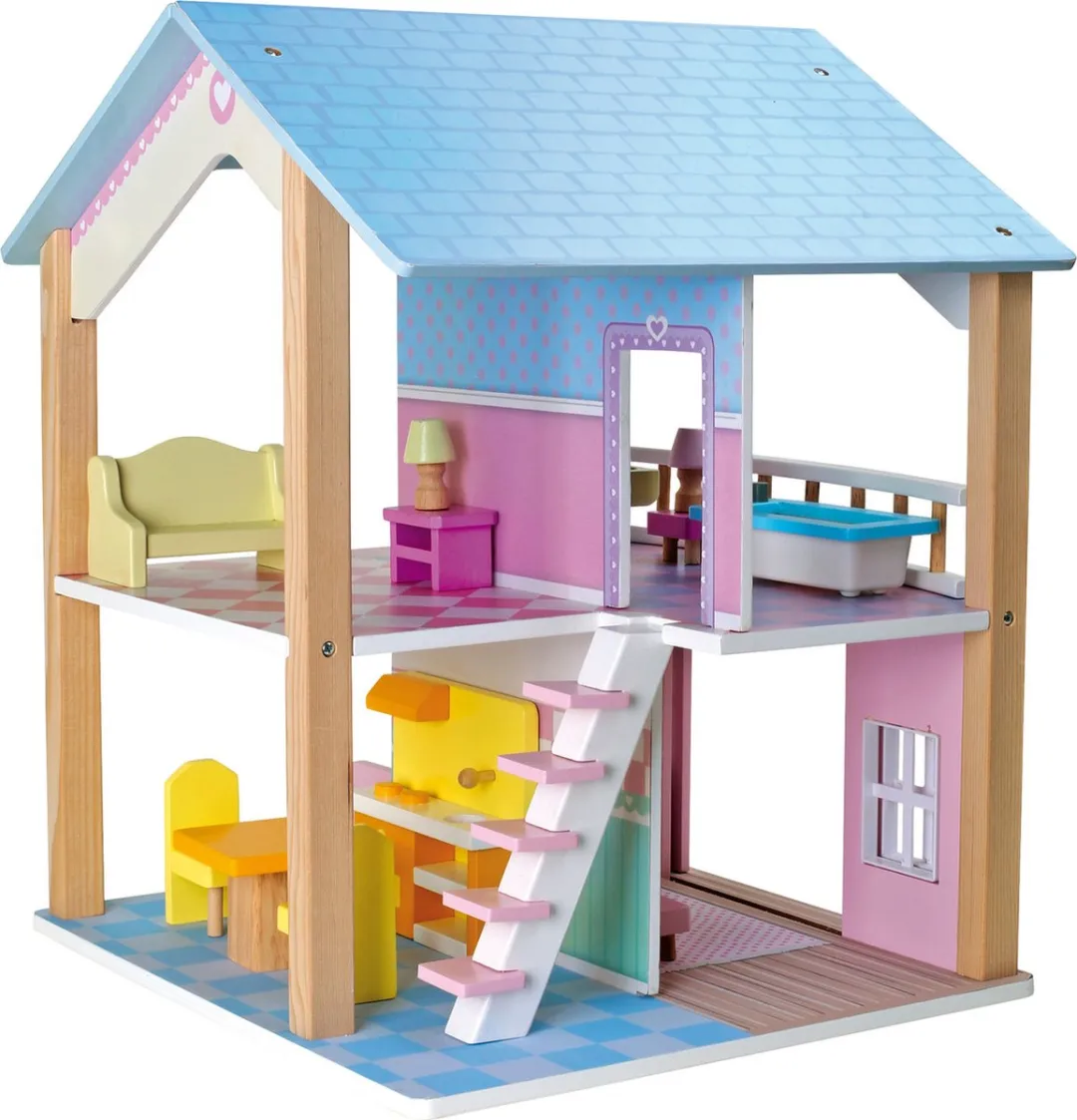Small Foot Draaibaar Poppenhuis 2 Verdiepingen - 15 Meubels Wit