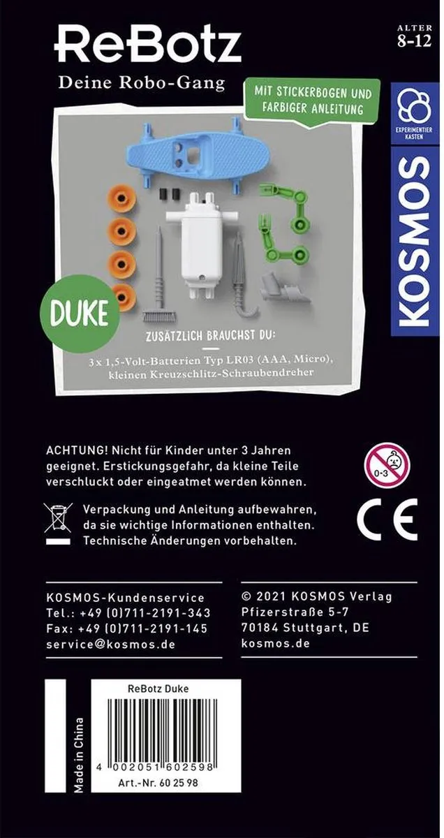 Kosmos ReBotz Duke der Skating-Bot Bouwpakket 602598 - 3x AAA
