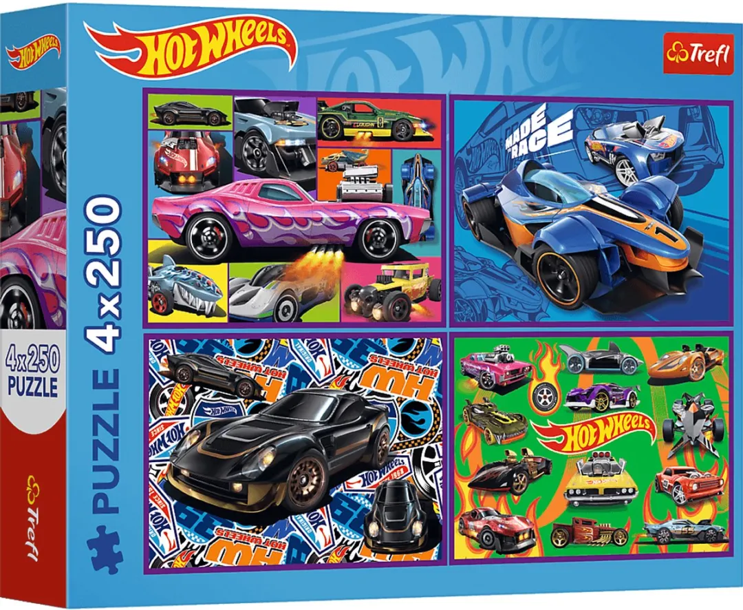 Trefl Hot Wheels 4-in-1 Puzzelset 250 Stuks