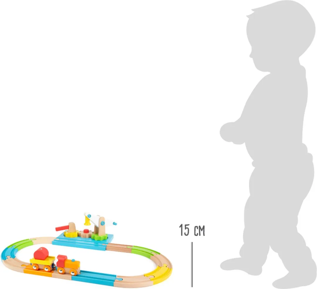 Small Foot Junior Crane Houten Treinset - 16 Stukken