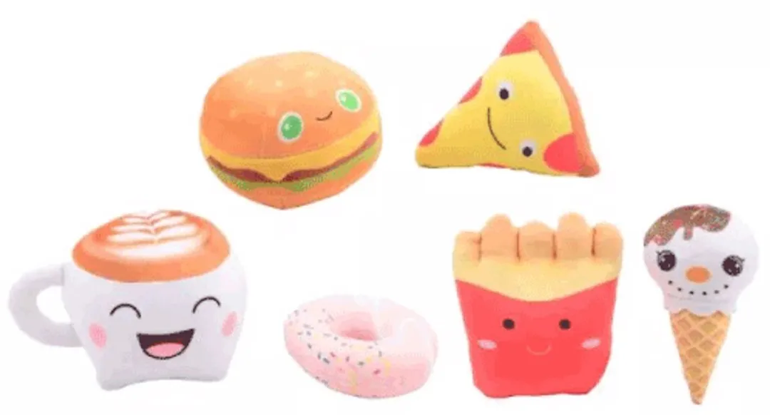 Johntoy Pluche Fastfood Knuffels - 2 Stuks Multicolor