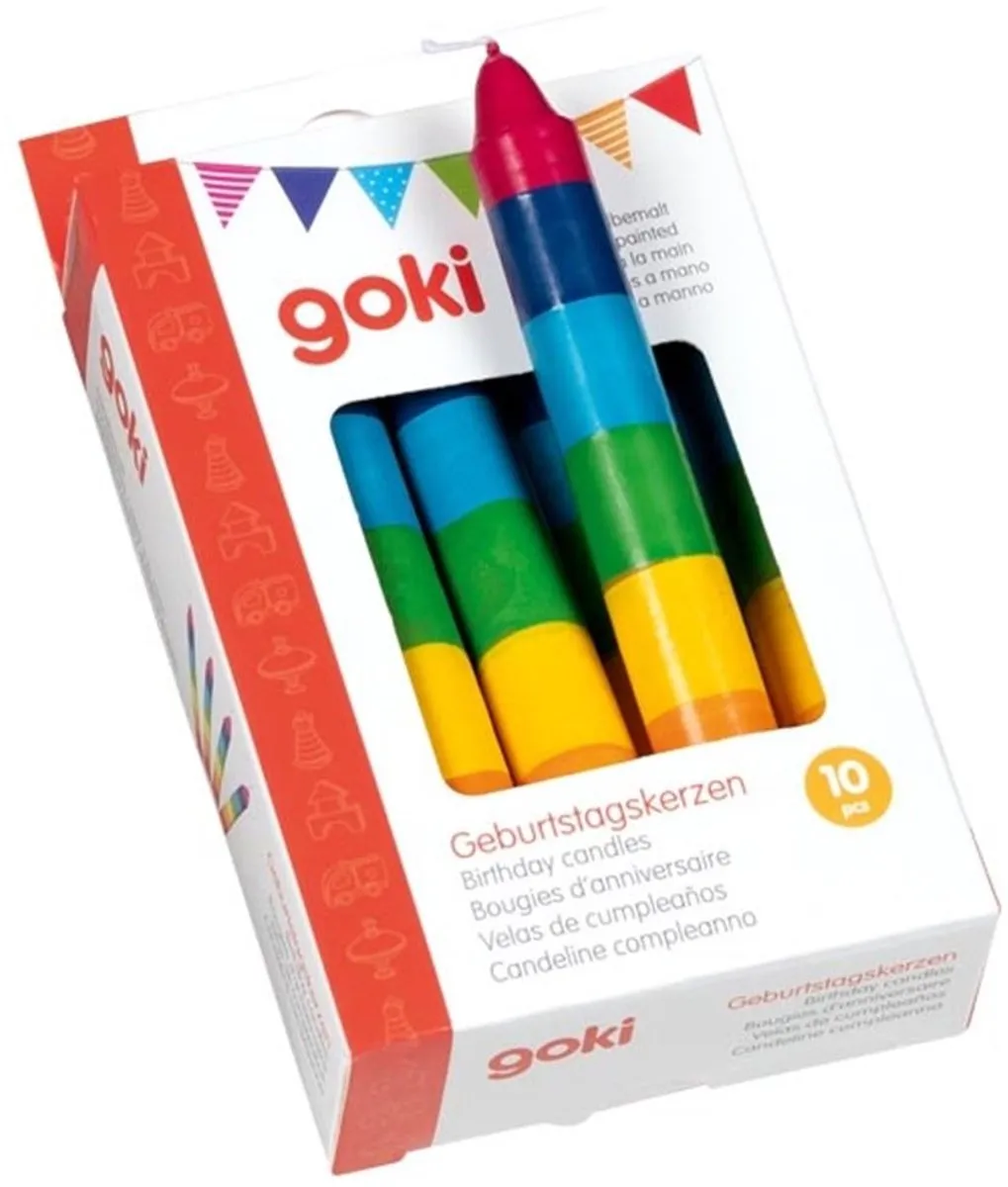 Goki Verjaardagskaarsen 10 Stuks - Bonte Kleuren