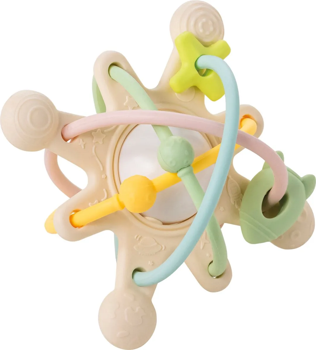 Nattou Galaxy Silicone Bijtring met Rammelaar 10cm