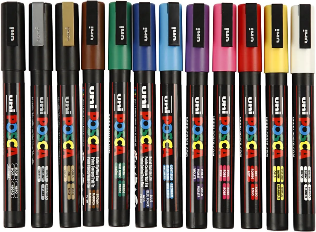 Posca Uni Verfmarker Set - 12 Stuks (3x4) - Multi - afbeelding 6 van 6
