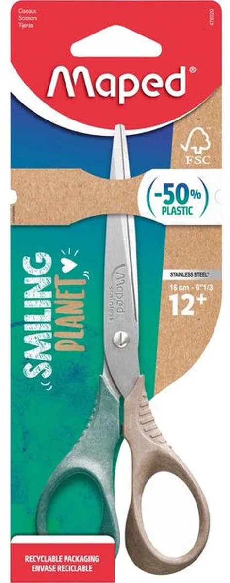 Maped Smiling Planet Schaar 16cm - Groen/Bruin