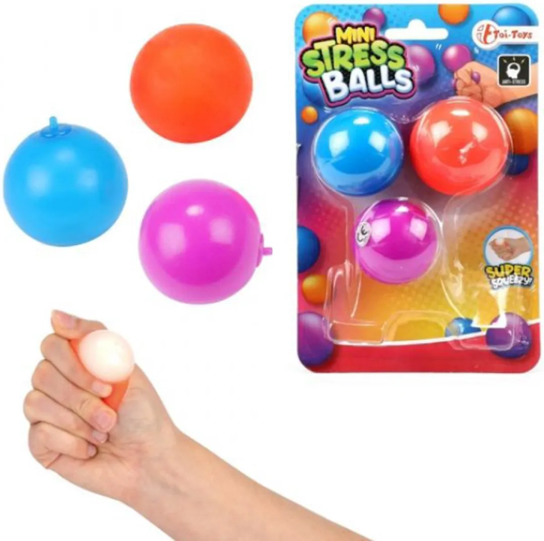 Toi-Toys Mini Anti Stressballen - 3 Stuks Multicolor
