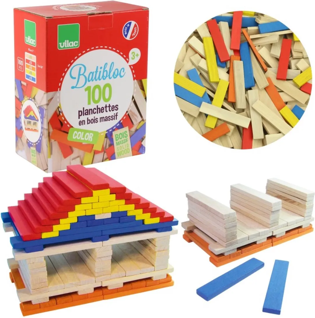 Vilac Batibloc 100 Houten Puzzelset - 100 Stukken - Multicolor