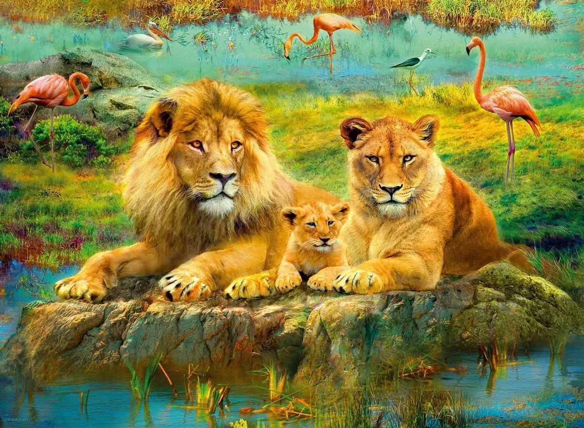 Ravensburger Leeuwen in de Savanne Puzzel 500 Stuks - Multicolor