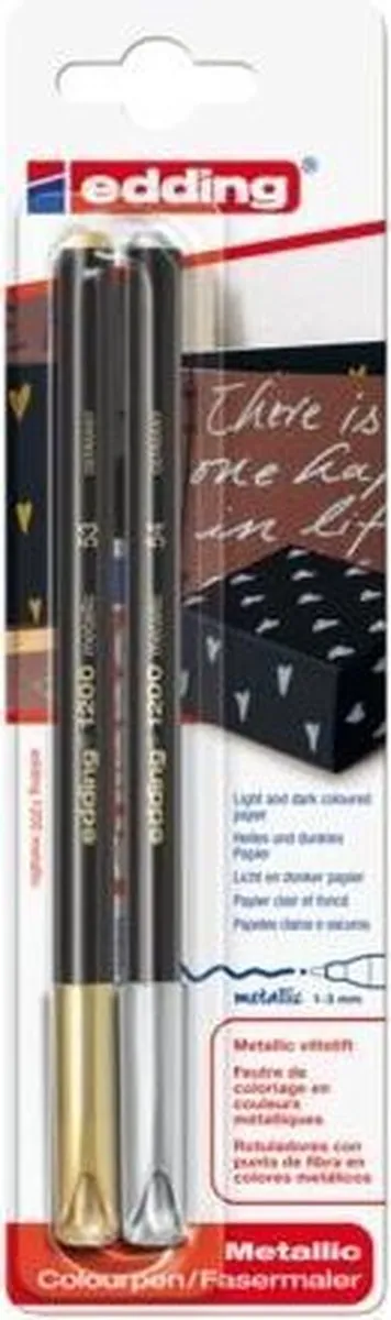 edding 1200 Viltstift 0.5-1mm - Goud/Zilver - 2 Stuks