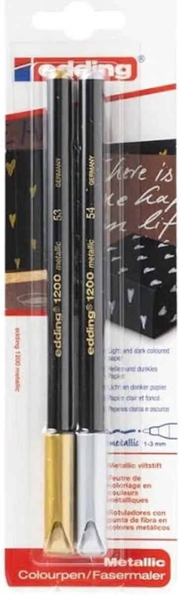 edding 1200 Viltstift 0.5-1mm - Goud/Zilver - 2 Stuks