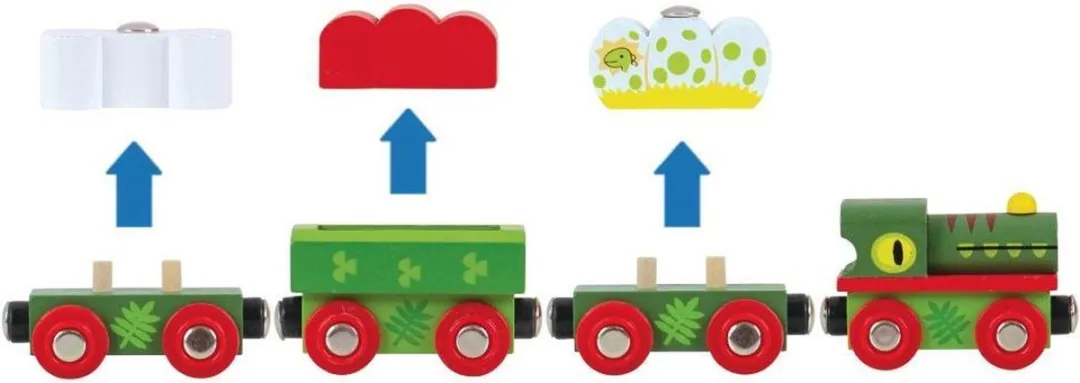 BIGJIGS Trein Dinosaurus - Meerdere kleuren
