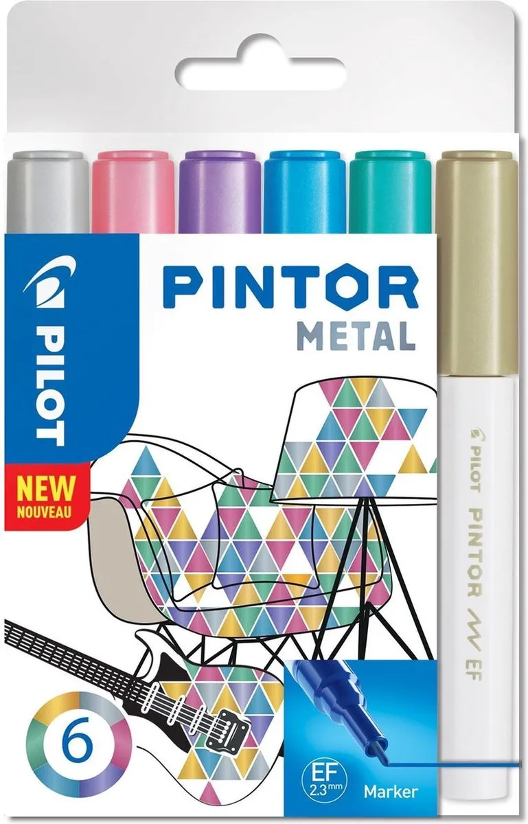 Pilot Pintor Metallic Verfstiften Set 6 Stuks