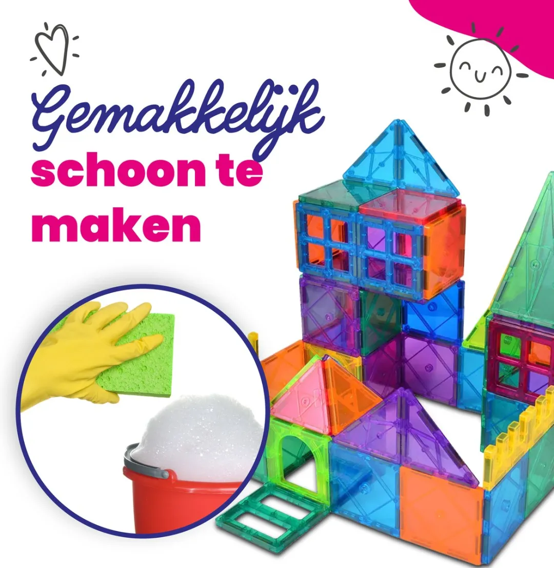 LiasToys Magnetic Tiles Magnetisch Bouwspeelgoed 120 Stuks - Multicolor