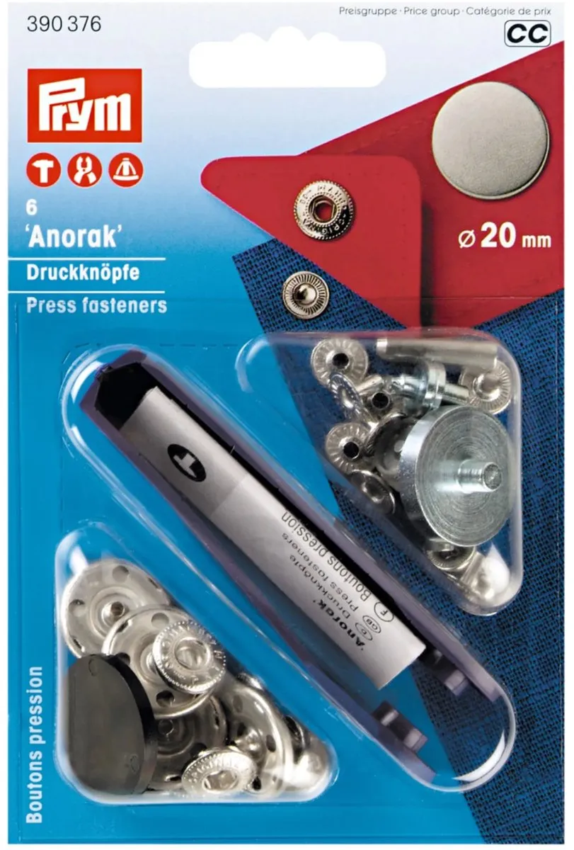 Prym Anorak Drukknopen 20mm Oudijzer - 6 Stuks