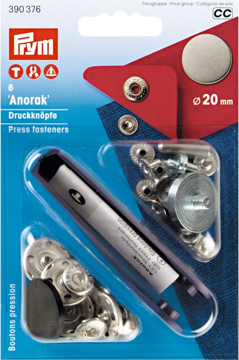 Prym Anorak Drukknopen 20mm Oudijzer - 6 Stuks