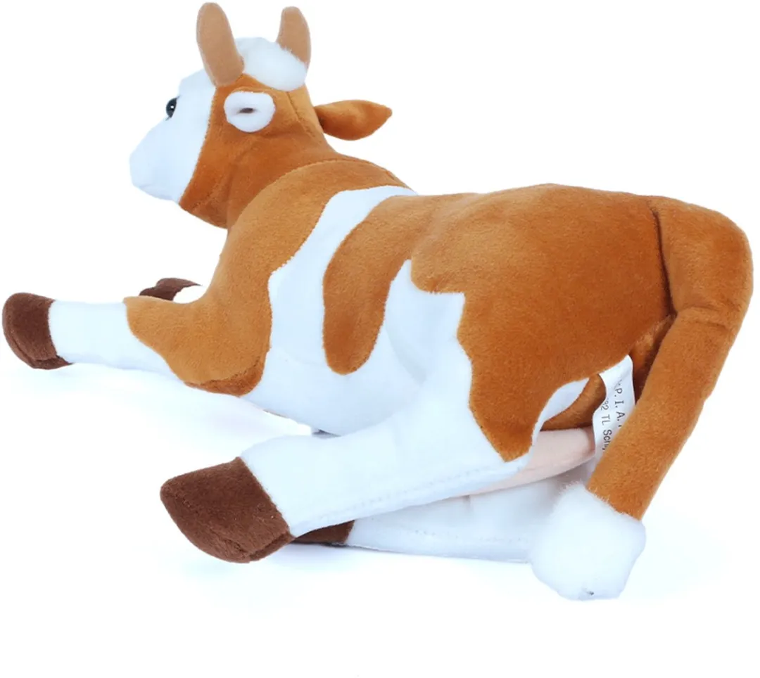 PIA Pluche Koe Knuffel - 35cm - Bruin/Wit