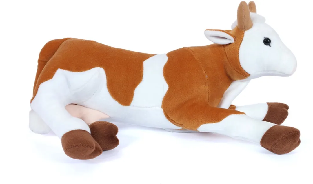 PIA Pluche Koe Knuffel - 35cm - Bruin/Wit