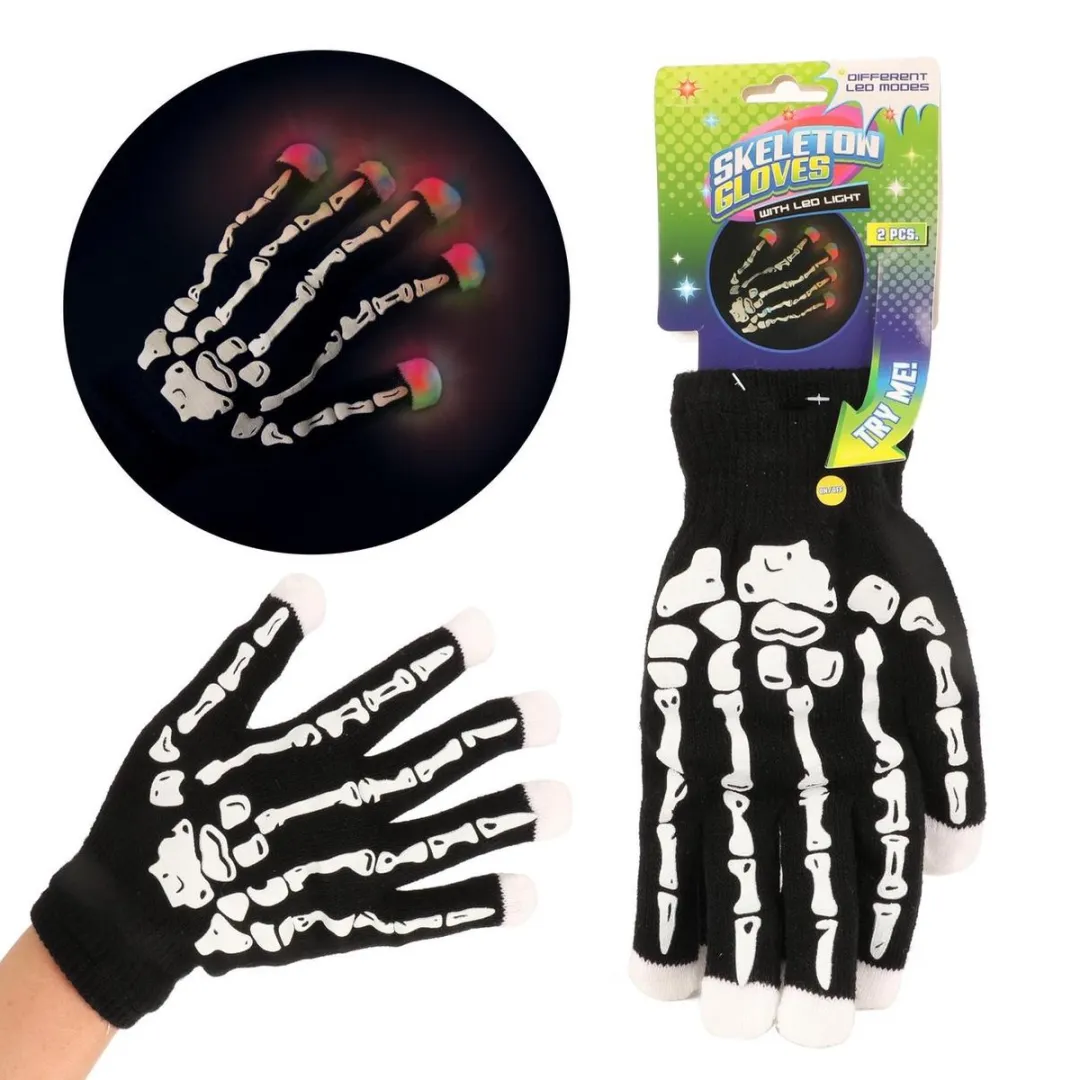 Toi-Toys Handschoenen Skeletprint Zwart