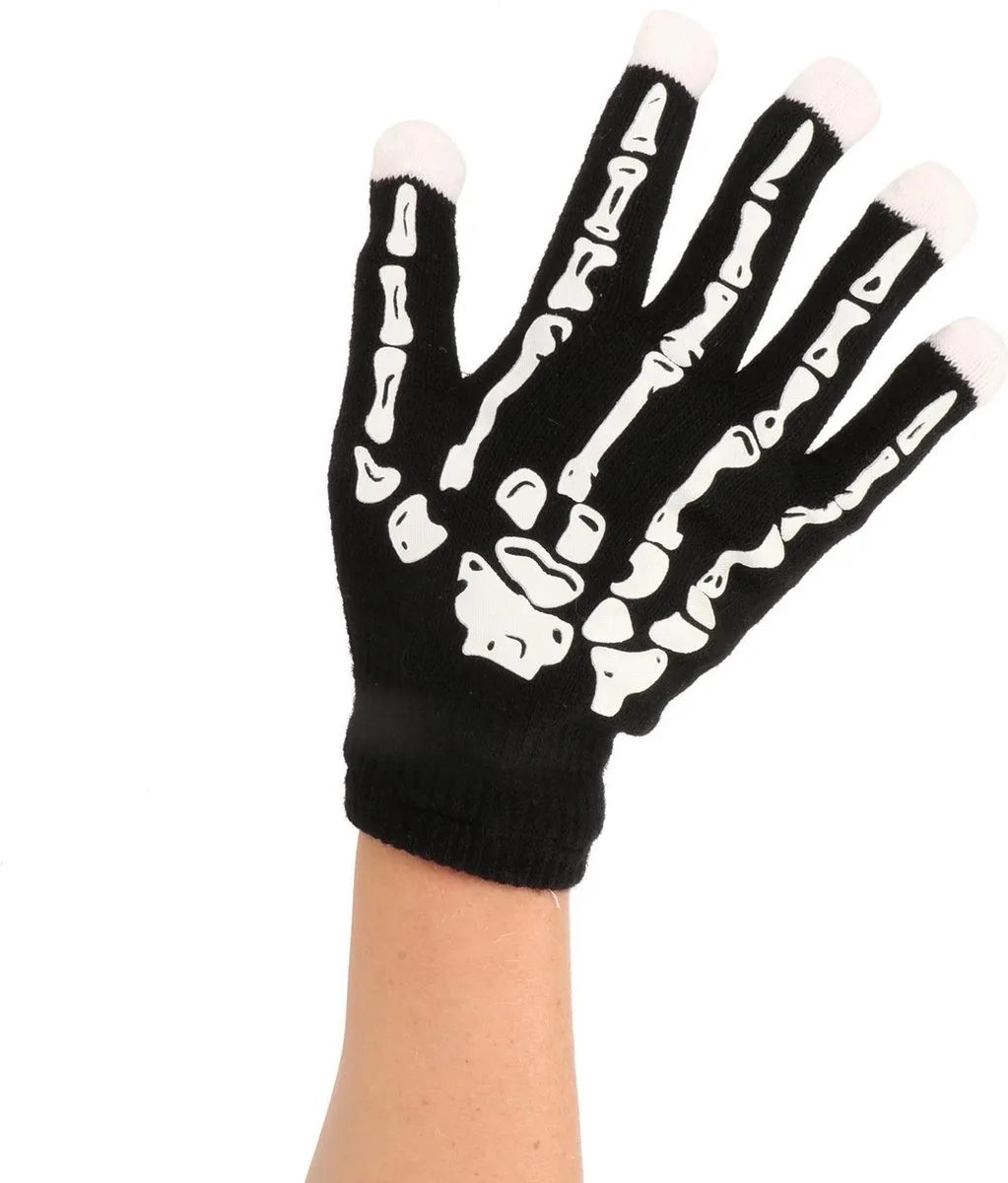 Toi-Toys Handschoenen Skeletprint Zwart - LED-lichtjes
